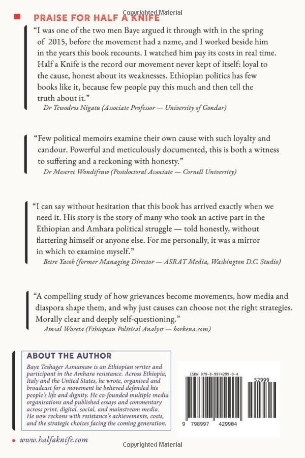 Half a Knife: An Amhara Resistance Writer’s Reckoning by Baye Teshager Asmamaw